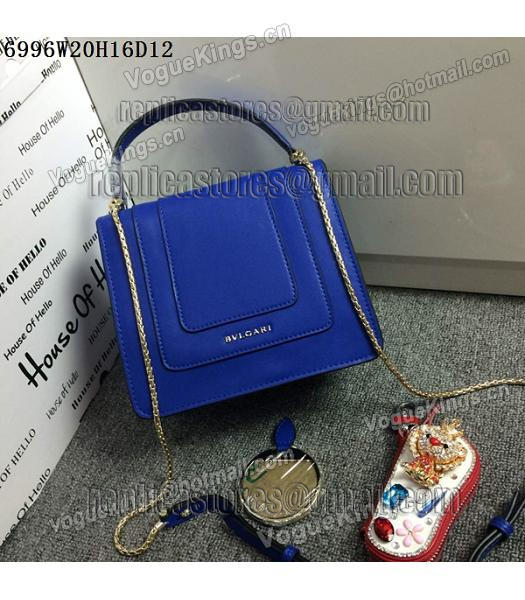 Bvlgari Sapphire Blue Original Leather 20cm Chains Small Bag-2