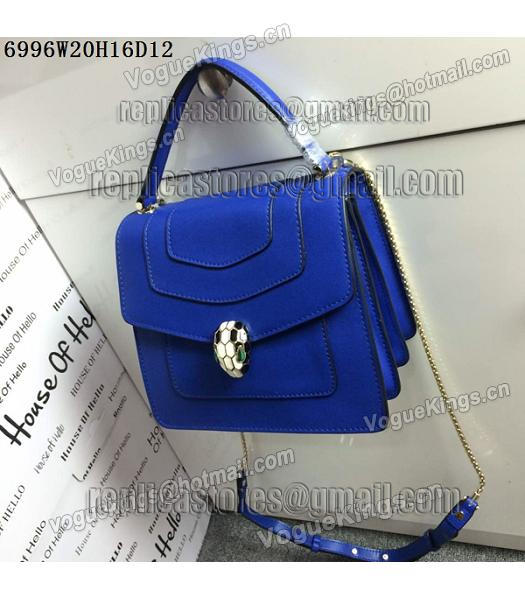 Bvlgari Sapphire Blue Original Leather 20cm Chains Small Bag-3