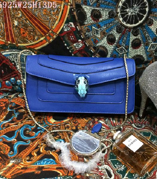 Bvlgari Sapphire Blue Original Leather 25cm Chains Bag