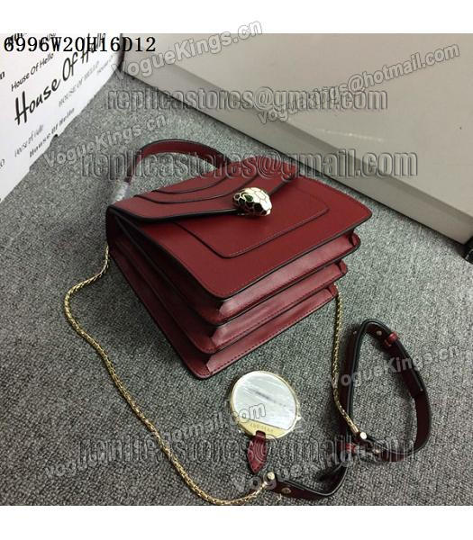 Bvlgari Wine Red Original Leather 20cm Chains Small Bag-1