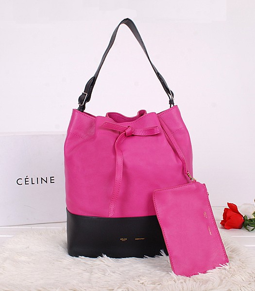 Celine 1:1 Original Leather Cross Body Bag 26321 Rose Red/Black