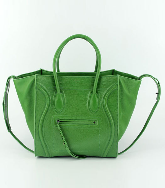 Celine 30cm Tote Bag in Green Oil Wax Leather