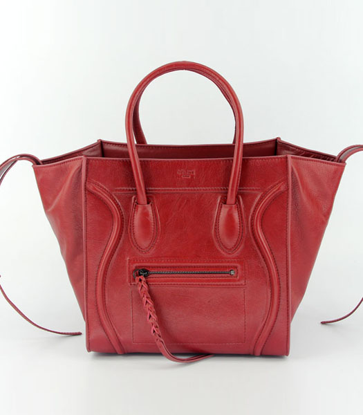 Celine 30cm Tote Bag in Red Oil Wax Leather