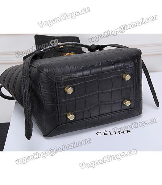 Celine Belt Black Leather Small Croc Veins Tote Bag-7