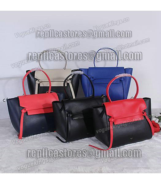 Celine Belt Original Leather Tote Bag 3346 In Rose Red/Black-2