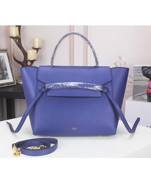 Celine Belt Palm Print Leather Tote Bag In Sapphire Blue