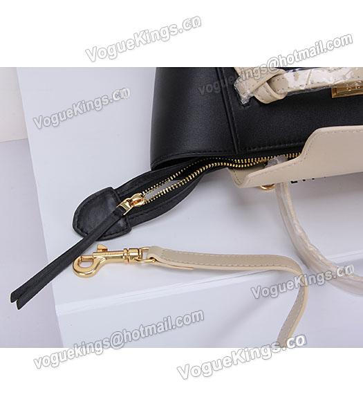 Celine Belt Small Tote Bag Offwhite&Black Leather-3