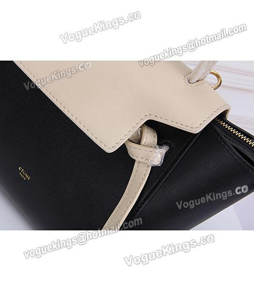 Celine Belt Small Tote Bag Offwhite&Black Leather-4
