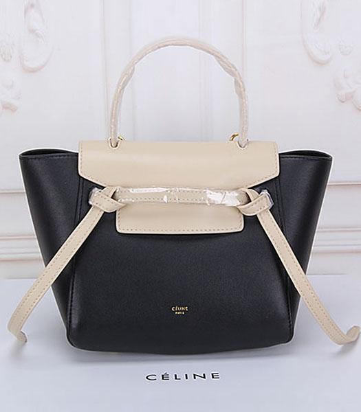 Celine Belt Small Tote Bag Offwhite&Black Leather