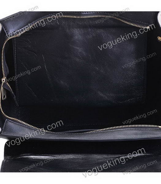 Celine Black Imported LeatherOffwhite Fabric Stamped Trapeze Bag-5