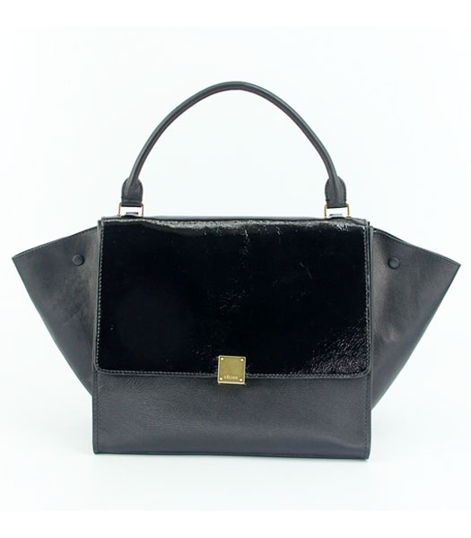 Celine Black Oil Leather with Lambskin Leather Lining Square Bag 