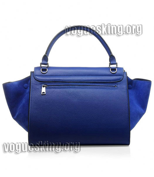 Celine Blue Litchi Pattern Imported Leather With Suede Stamped Trapeze Bag-2