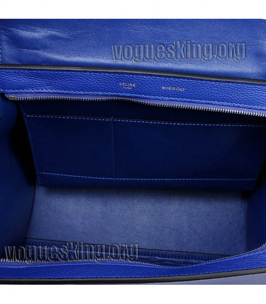 Celine Blue Litchi Pattern Imported Leather With Suede Stamped Trapeze Bag-6