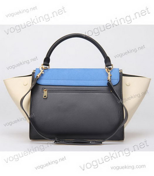 Celine Blue Suede Leather With Black Original Leather Handbag-2