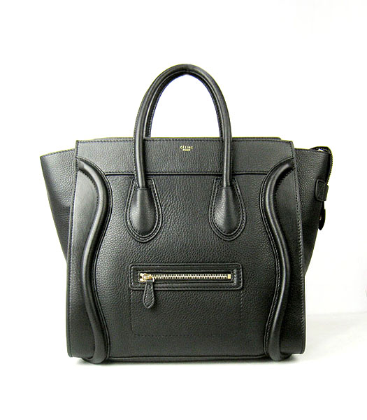 Celine Boston 34cm Smile Tote Handbag Black Calfskin Leather -1
