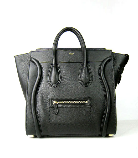 Celine Boston 34cm Smile Tote Handbag Black Calfskin Leather