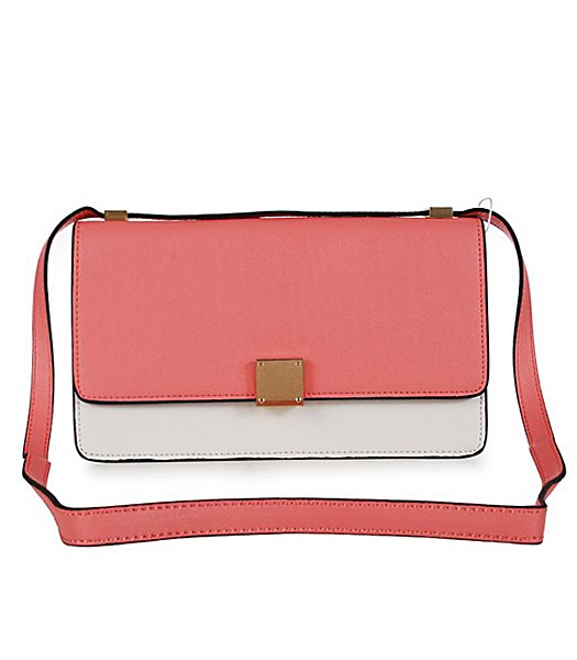 Celine Case Cow Leather Flap Bag 6094 In Pink/White