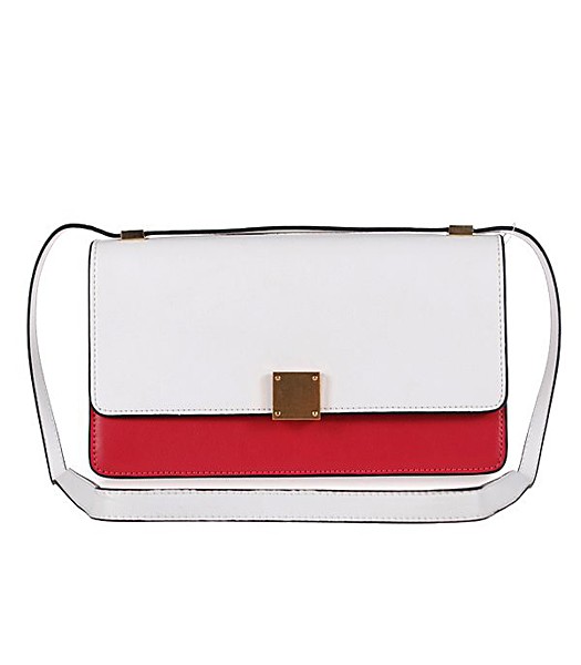 Celine Case Cow Leather Flap Bag 6094 In White/Red