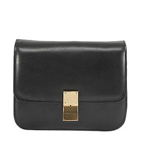 Celine Classic Box Small Flap Bag Black Calfskin Leather