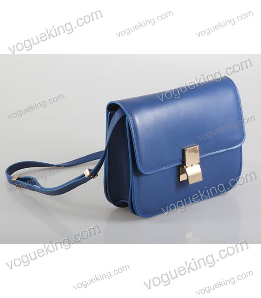 Celine Classic Box Small Flap Bag Blue Calfskin Leather-1