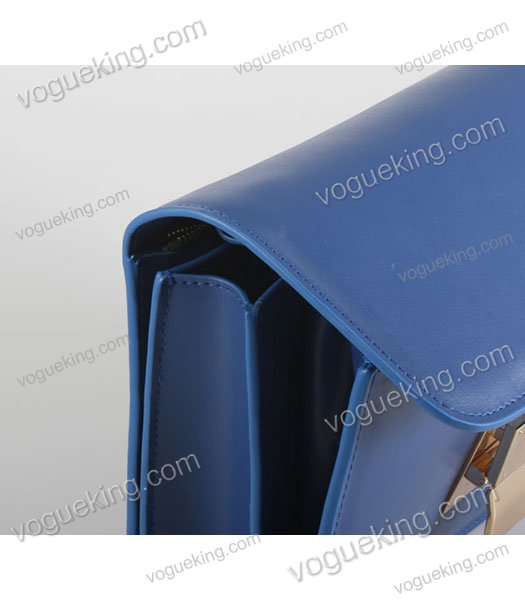 Celine Classic Box Small Flap Bag Blue Calfskin Leather-5