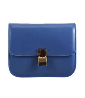 Celine Classic Box Small Flap Bag Blue Calfskin Leather