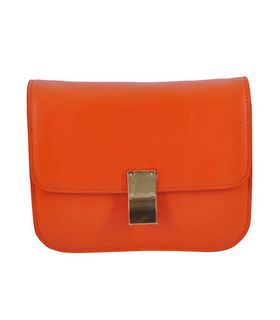 Celine Classic Box Small Flap Bag Orange Calfskin Leather