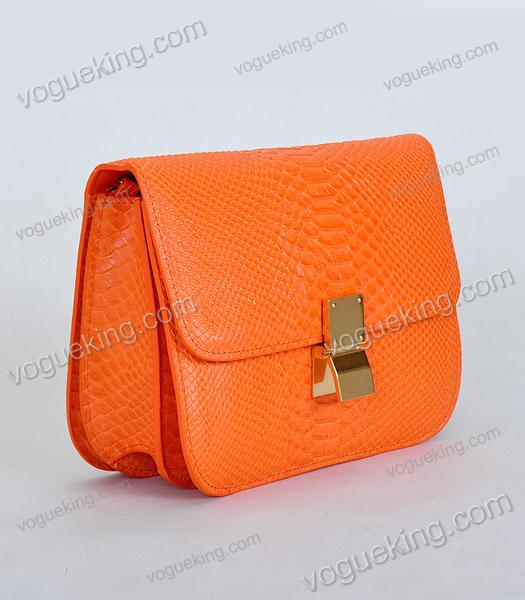 Celine Classic Box Small Flap Bag Orange Snake Veins Calfskin-1