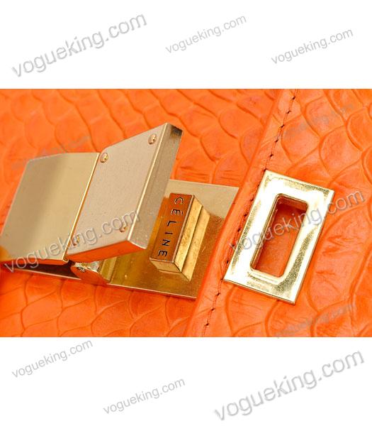 Celine Classic Box Small Flap Bag Orange Snake Veins Calfskin-6