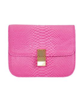 Celine Classic Box Small Flap Bag Pink Snake Veins Calfskin