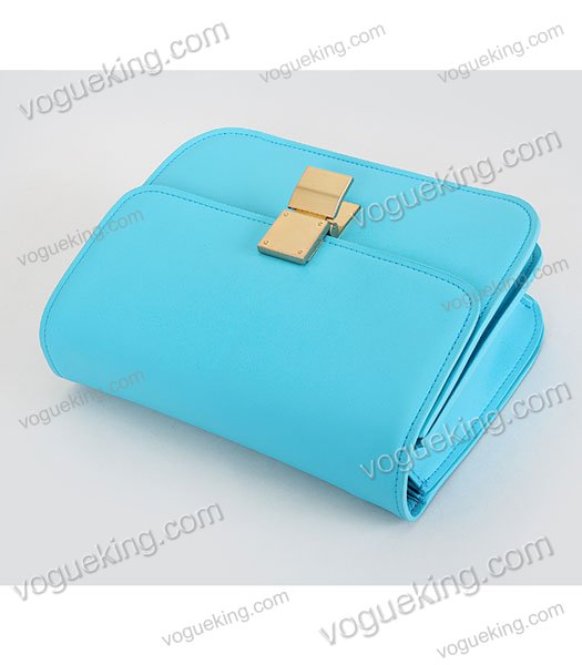 Celine Classic Box Small Flap Bag Sky Blue Calfskin Leather-4