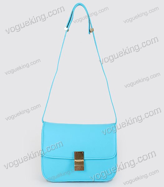 Celine Classic Box Small Flap Bag Sky Blue Calfskin Leather-5