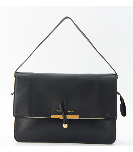 Celine Classic Flap Bag in Black Leather