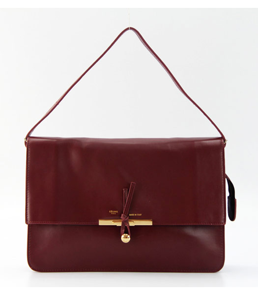 Celine Classic Flap Bag in Wine Red Leather