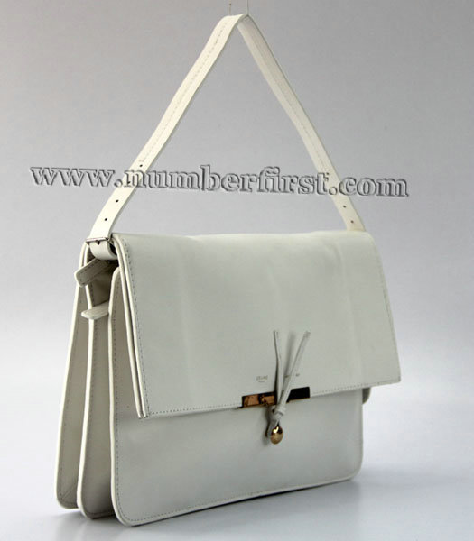 Celine Classic Flap Blossom Bag in White Leather-1