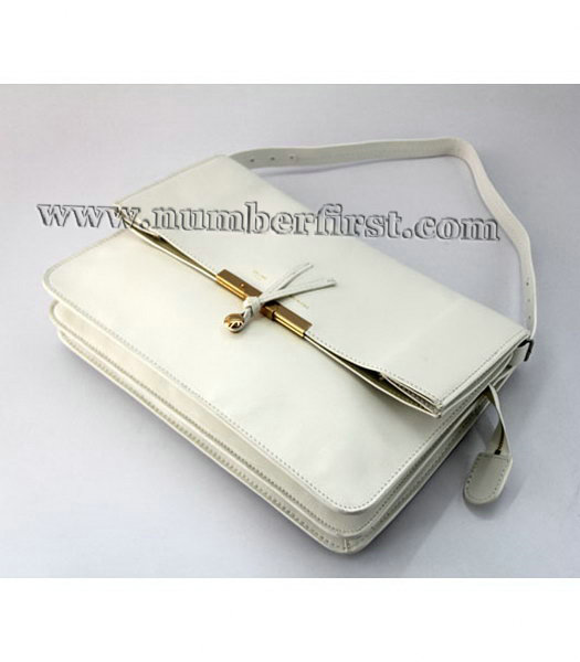 Celine Classic Flap Blossom Bag in White Leather-3