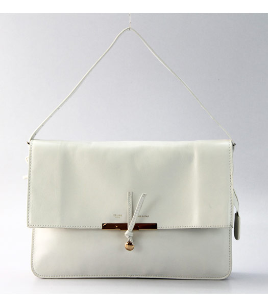 Celine Classic Flap Blossom Bag in White Leather