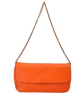 Celine Classic Flap Evening Clutch Bag Orange Imported Leather