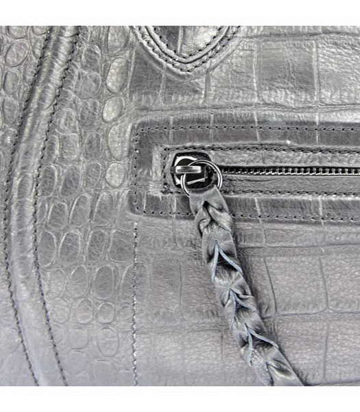 Celine Croco Veins Leather Square Bag Black-5