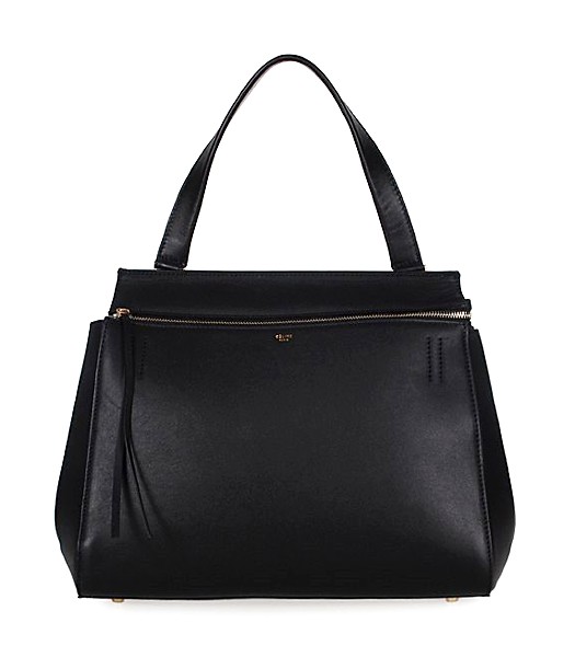 Celine Edge Calfskin Leather Tote Bag 26938 In Black
