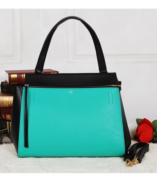Celine Edge Calfskin Leather Tote Bag 26938 In Light Blue/Black