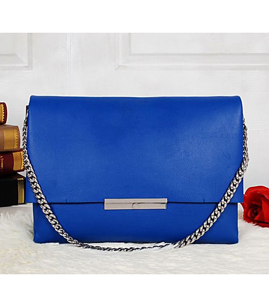 Celine Fashion Diamond Blue Leather Flap Shoulder Bag 5367
