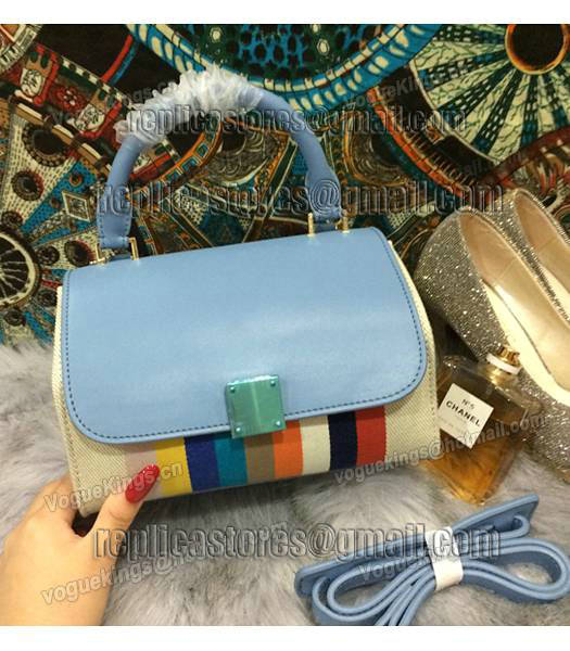 Celine Fashion Rainbow Women Top Handle Bag 8183 In Light Blue-4