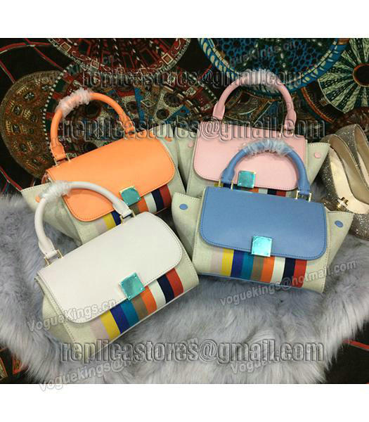 Celine Fashion Rainbow Women Top Handle Bag 8183 In Light Blue-7