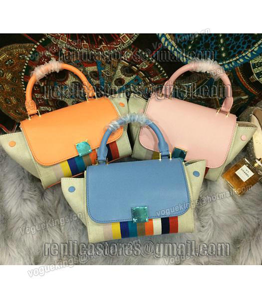 Celine Fashion Rainbow Women Top Handle Bag 8183 In Light Blue-9