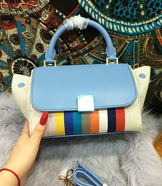 Celine Fashion Rainbow Women Top Handle Bag 8183 In Light Blue
