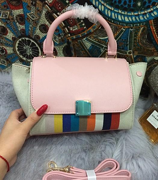 Celine Fashion Rainbow Women Top Handle Bag 8183 In Pink