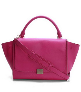 Celine Fuchsia Imported Leather Stamped Trapeze Bag