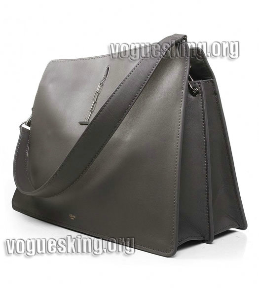 Celine Grey Imported Leather Large Shoulder Bag-1