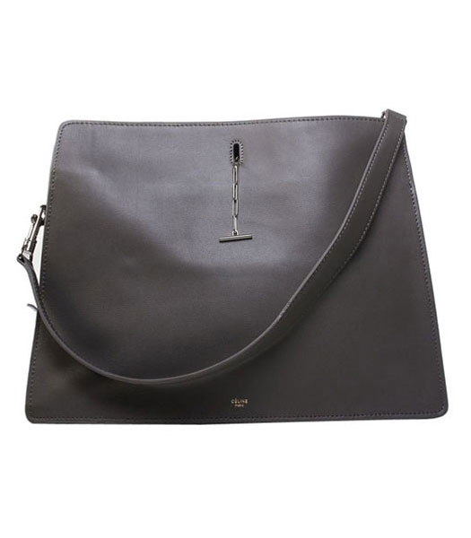 Celine Grey Imported Leather Large Shoulder Bag